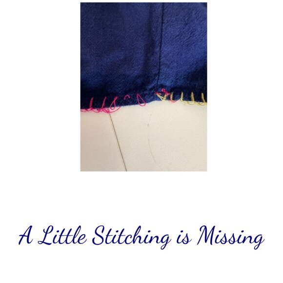 Free People Boho Embroidered Crop Top Navy Blue Peasant Blouse Medium - Picture 10 of 10